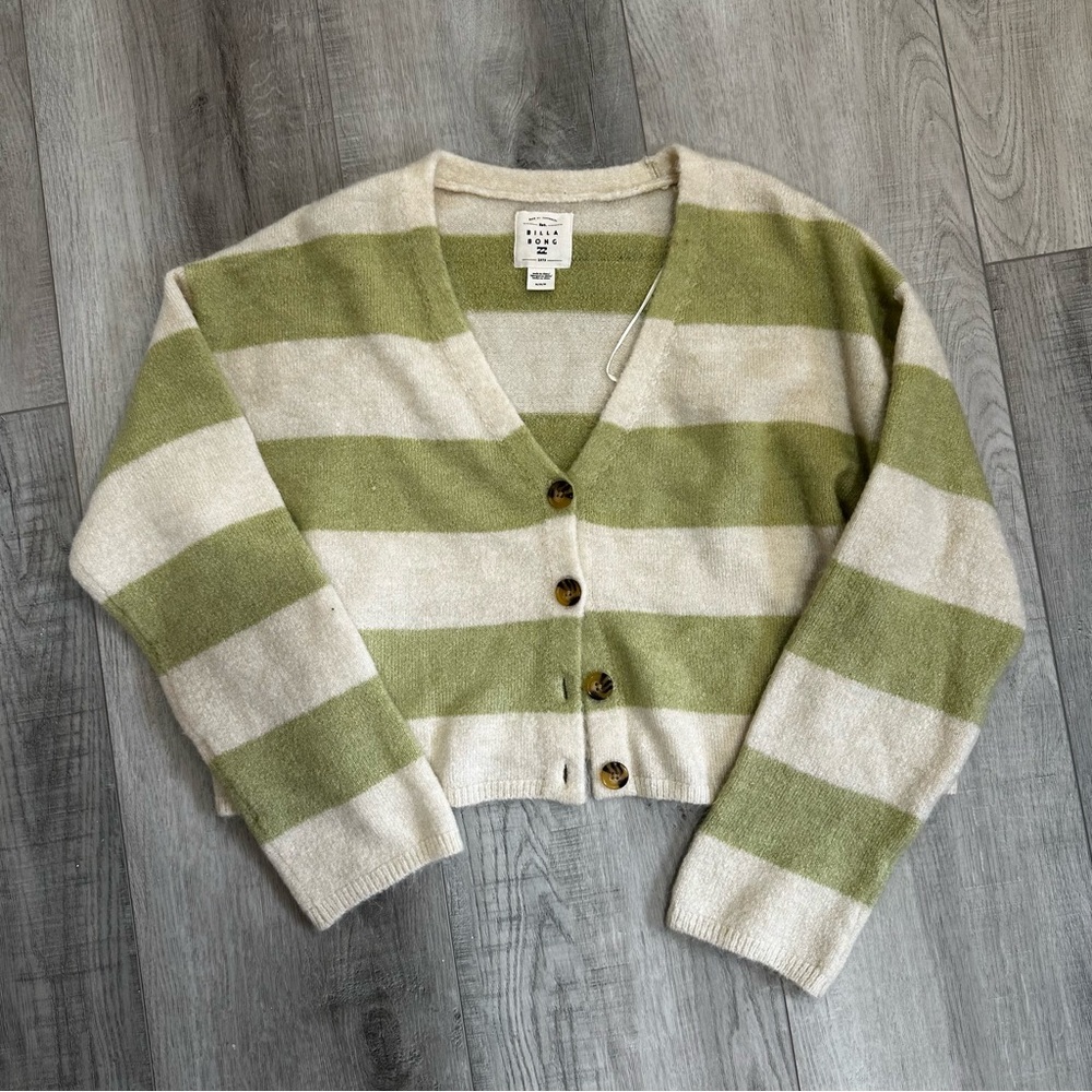 Billabong Summer Luvin' Stripe Cardigan In Agave, size Medium - Picture 2 of 4